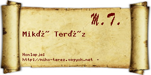 Mikó Teréz névjegykártya