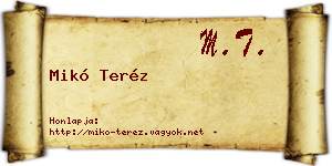 Mikó Teréz névjegykártya